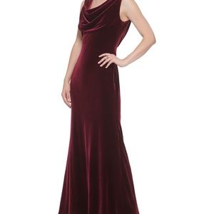 Drape neck floor length gown